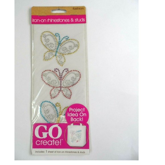 Go Create 1 Pack Of Iron-on Butterfly Rhinestones & Studs Craft Butterflies - Picture 1 of 3